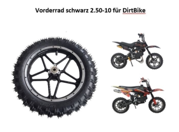 Vorderrad schwarz 2.50-10 für Dirtbike